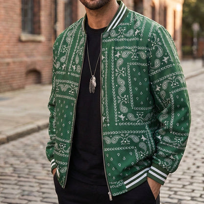 Men's Streetwear Paisley Print Bomber Jacket