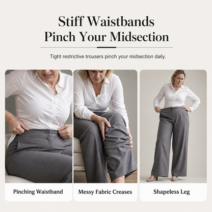 Women's Casual High Waisted Wide Leg Tailored Pants with Flowy Drape