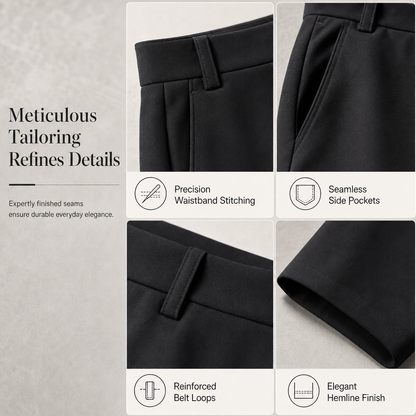Women's Casual High Waisted Wide Leg Tailored Pants with Flowy Drape