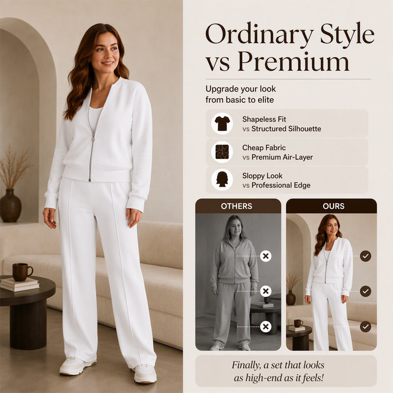 ⏳LAST DAY SALE ONLY ￡25.99!!🔥Women's Zip-Up Jacket & Straight-Leg Pants Set