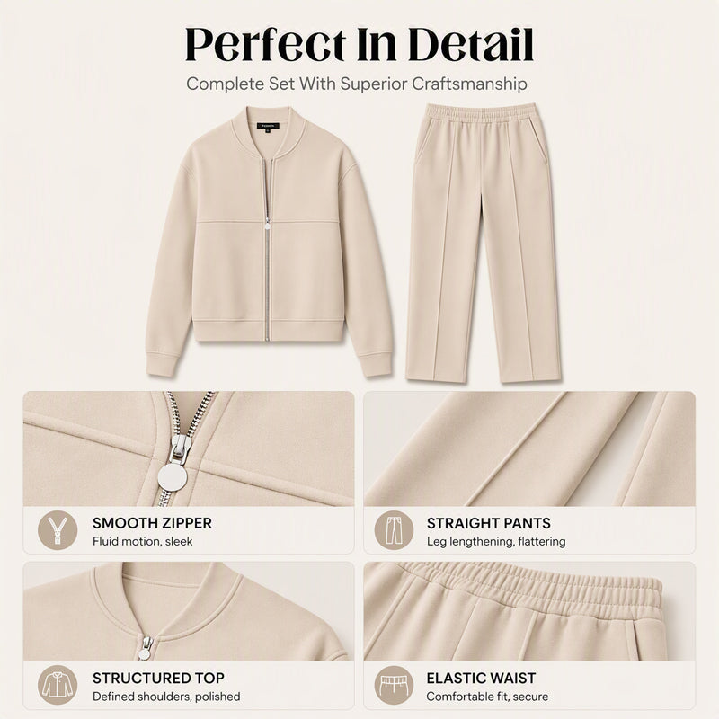 ⏳LAST DAY SALE ONLY ￡25.99!!🔥Women's Zip-Up Jacket & Straight-Leg Pants Set