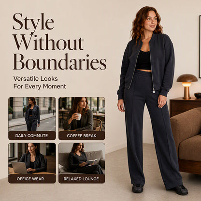 ⏳LAST DAY SALE ONLY ￡25.99!!🔥Women's Zip-Up Jacket & Straight-Leg Pants Set