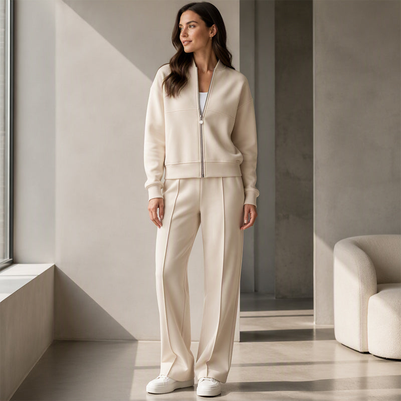 ⏳LAST DAY SALE ONLY ￡25.99!!🔥Women's Zip-Up Jacket & Straight-Leg Pants Set