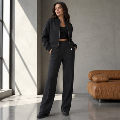 ⏳LAST DAY SALE ONLY ￡25.99!!🔥Women's Zip-Up Jacket & Straight-Leg Pants Set