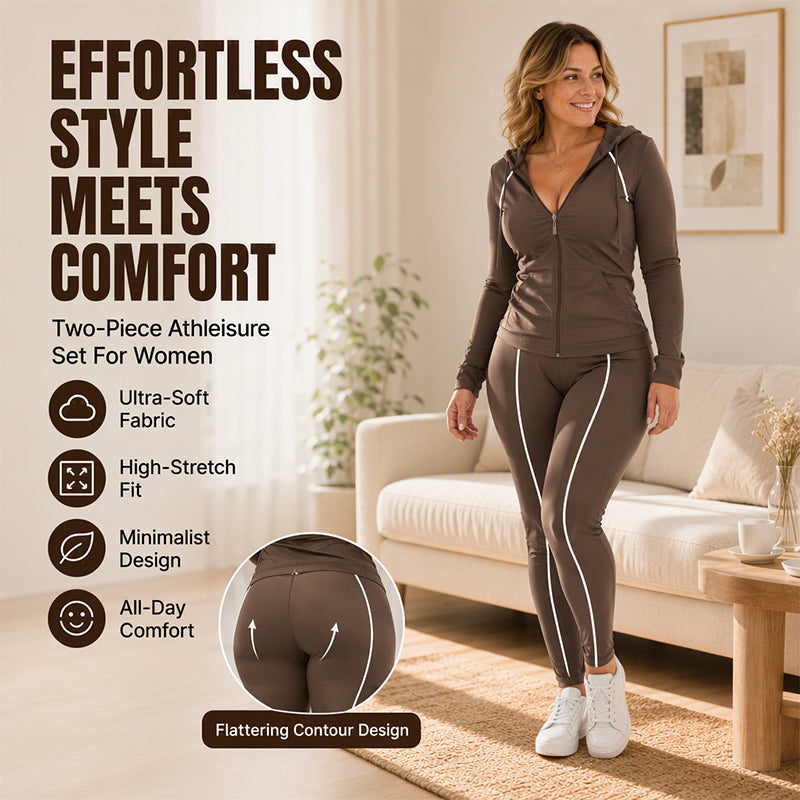Women's Athletic Zip Up Hoodie & Leggings Set