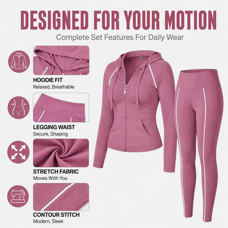 Women's Athletic Zip Up Hoodie & Leggings Set