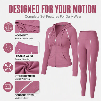 Women's Athletic Zip Up Hoodie & Leggings Set