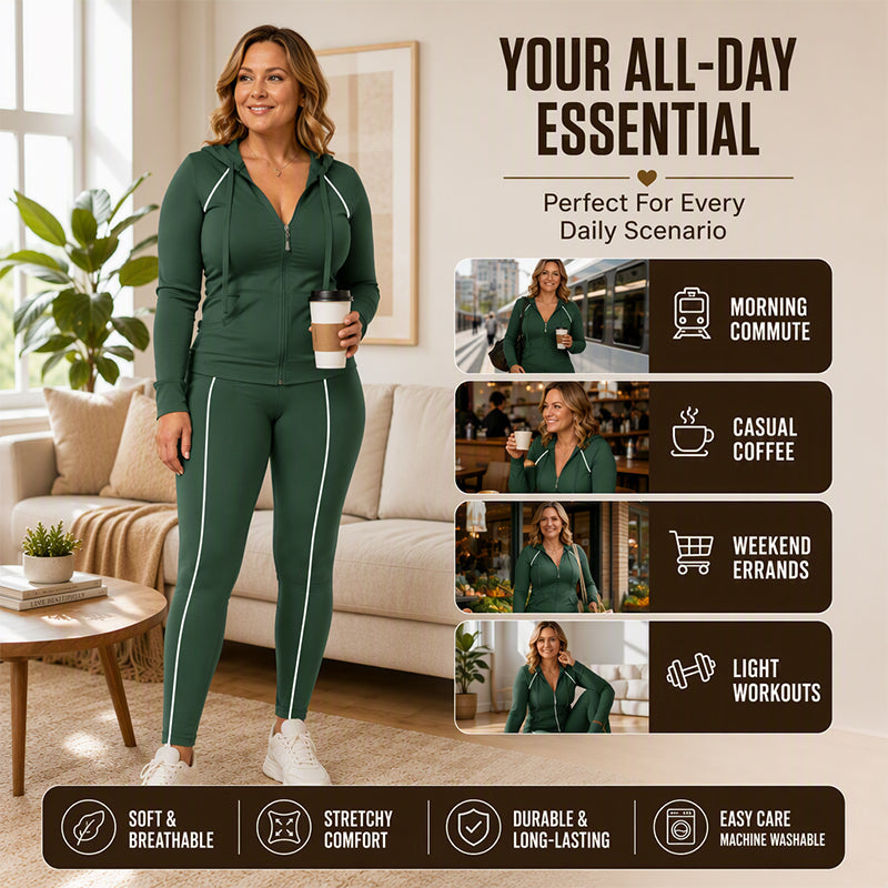 Women's Athletic Zip Up Hoodie & Leggings Set