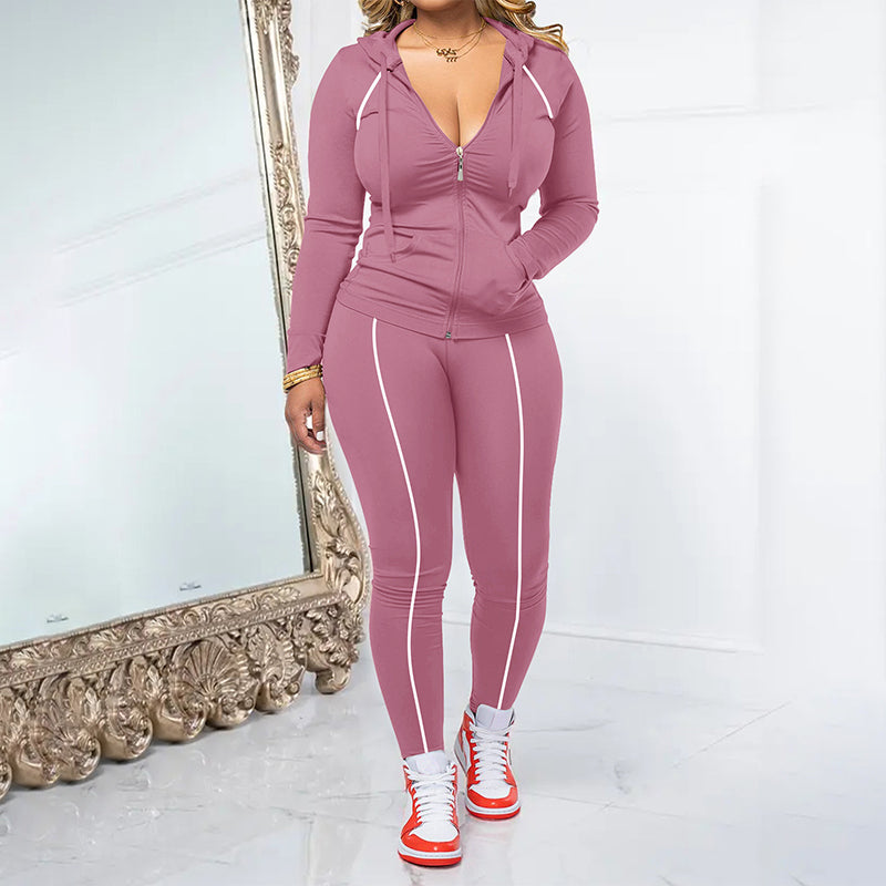 Women's Athletic Zip Up Hoodie & Leggings Set