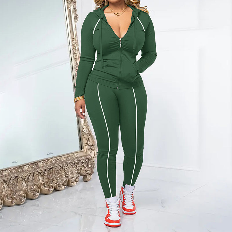 Women's Athletic Zip Up Hoodie & Leggings Set