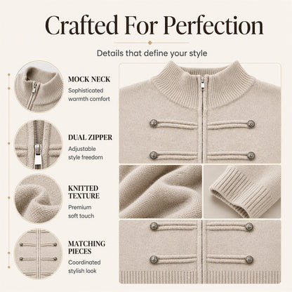 🔥 50% OFF ✨ Women’s Zip-Up Knit Cardigan – Stand Collar & Relaxed Fit