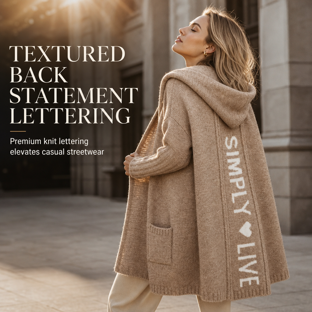 🧶 Cozy Long-Line Fit, Statement Back Detail | Women's Hooded Knit Cardigan ⚡ Free Shipping