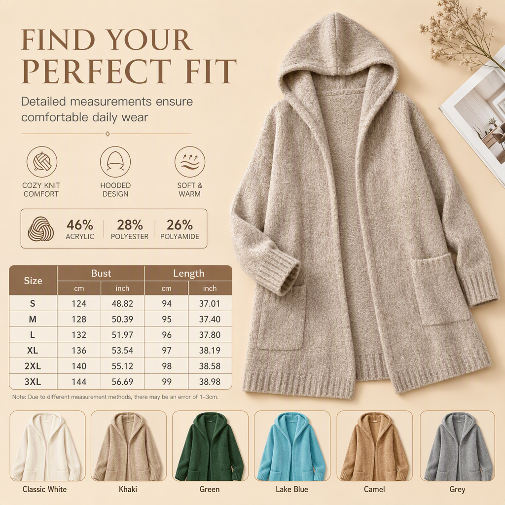 🧶 Cozy Long-Line Fit, Statement Back Detail | Women's Hooded Knit Cardigan ⚡ Free Shipping