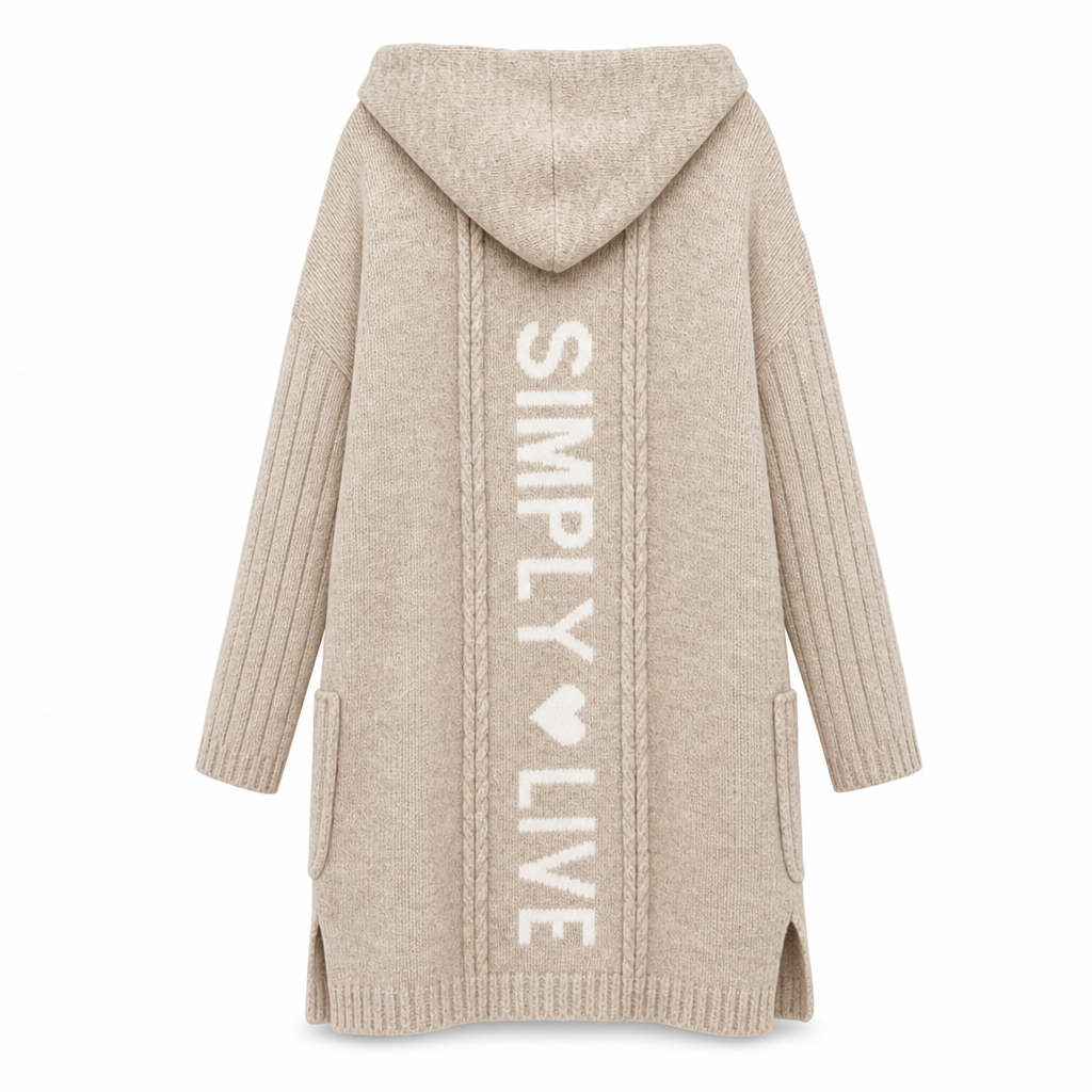 🧶 Cozy Long-Line Fit, Statement Back Detail | Women's Hooded Knit Cardigan ⚡ Free Shipping