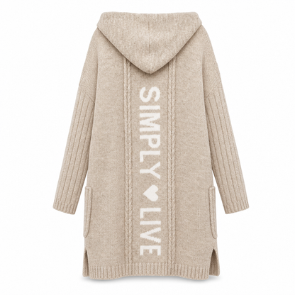 🧶 Cozy Long-Line Fit, Statement Back Detail | Women's Hooded Knit Cardigan ⚡ Free Shipping