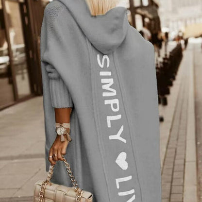 🧶 Cozy Long-Line Fit, Statement Back Detail | Women's Hooded Knit Cardigan ⚡ Free Shipping