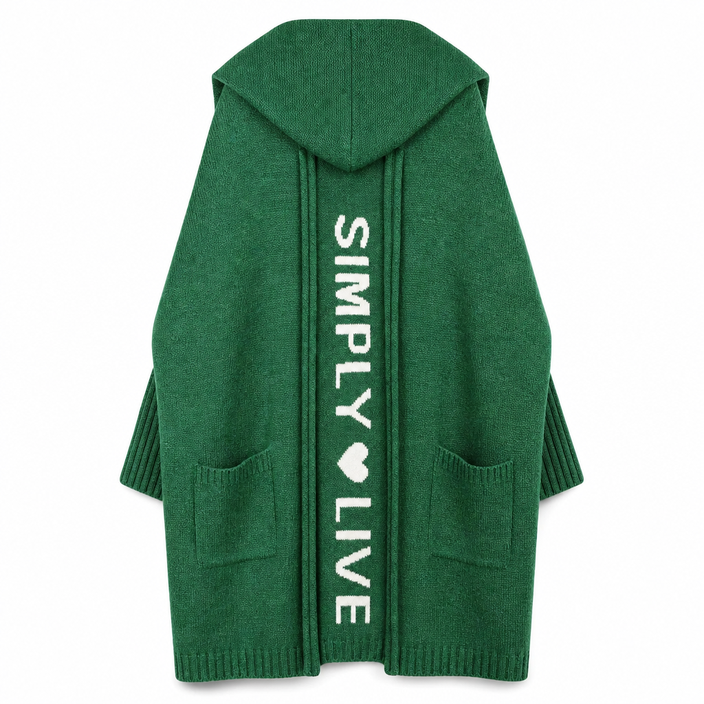 🧶 Cozy Long-Line Fit, Statement Back Detail | Women's Hooded Knit Cardigan ⚡ Free Shipping