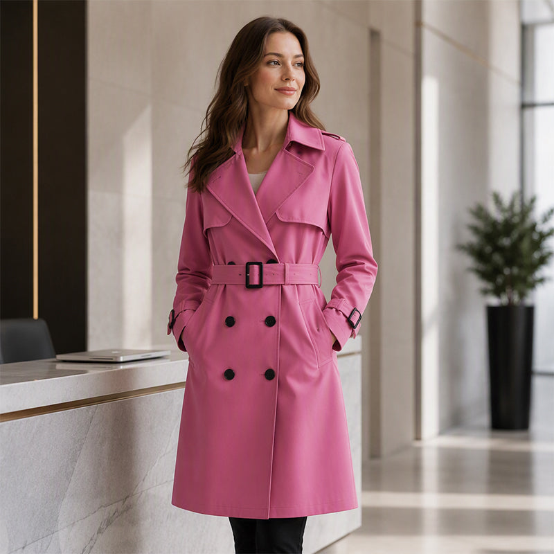 🏷️ Polished from Work to Dinner | Women's Mid-Length Draped Trench Coat