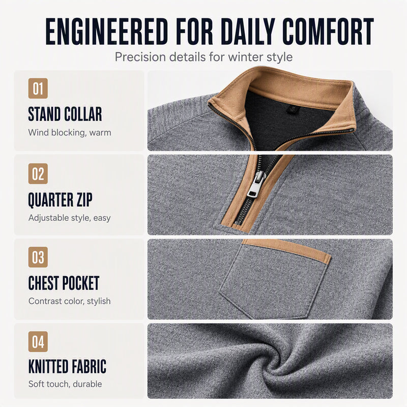 Men's Warm-Lined Quarter-Zip Pullover