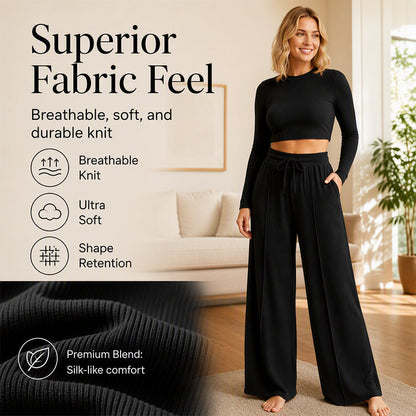 Women's Ribbed Crop Top & Wide-Leg Pants Set✨𝘉𝘶𝘺 𝘢𝘯𝘺 2 𝘢𝘯𝘥 𝘨𝘦𝘵 𝘢𝘯 𝘦𝘹𝘵𝘳𝘢 8% 𝘥𝘪𝘴𝘤𝘰𝘶𝘯𝘵