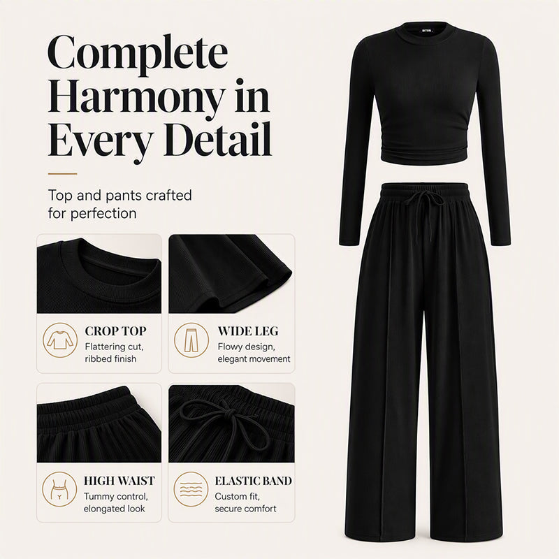 Women's Ribbed Crop Top & Wide-Leg Pants Set✨𝘉𝘶𝘺 𝘢𝘯𝘺 2 𝘢𝘯𝘥 𝘨𝘦𝘵 𝘢𝘯 𝘦𝘹𝘵𝘳𝘢 8% 𝘥𝘪𝘴𝘤𝘰𝘶𝘯𝘵