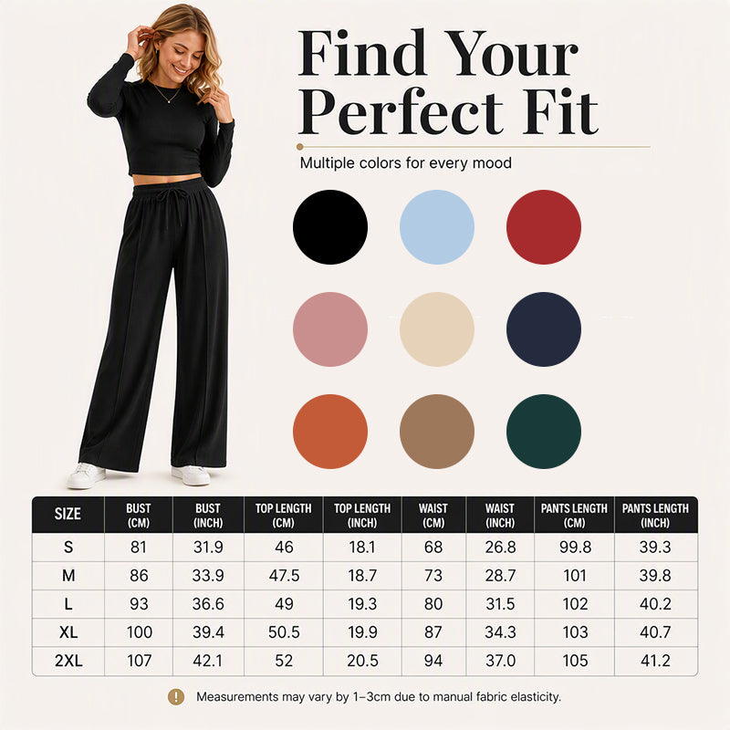Women's Ribbed Crop Top & Wide-Leg Pants Set✨𝘉𝘶𝘺 𝘢𝘯𝘺 2 𝘢𝘯𝘥 𝘨𝘦𝘵 𝘢𝘯 𝘦𝘹𝘵𝘳𝘢 8% 𝘥𝘪𝘴𝘤𝘰𝘶𝘯𝘵