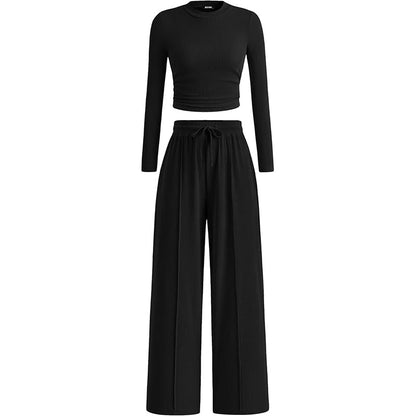 Women's Ribbed Crop Top & Wide-Leg Pants Set✨𝘉𝘶𝘺 𝘢𝘯𝘺 2 𝘢𝘯𝘥 𝘨𝘦𝘵 𝘢𝘯 𝘦𝘹𝘵𝘳𝘢 8% 𝘥𝘪𝘴𝘤𝘰𝘶𝘯𝘵