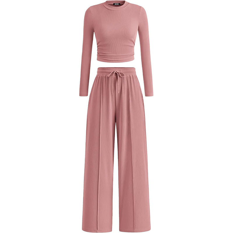 Women's Ribbed Crop Top & Wide-Leg Pants Set✨𝘉𝘶𝘺 𝘢𝘯𝘺 2 𝘢𝘯𝘥 𝘨𝘦𝘵 𝘢𝘯 𝘦𝘹𝘵𝘳𝘢 8% 𝘥𝘪𝘴𝘤𝘰𝘶𝘯𝘵