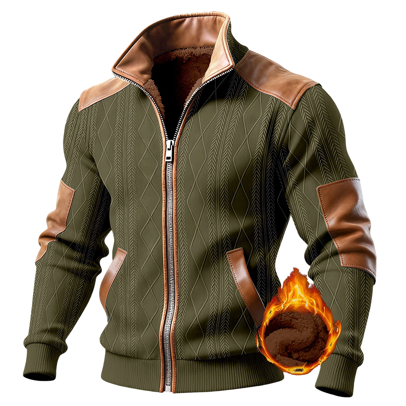 Men's Color-Block Warm-Lined Zip-Up Jacket