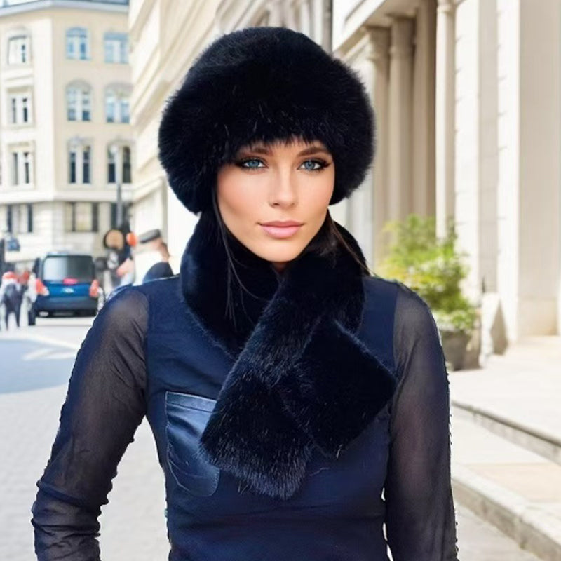 Winter Plush Thickened Scarf and Hat Warm Set