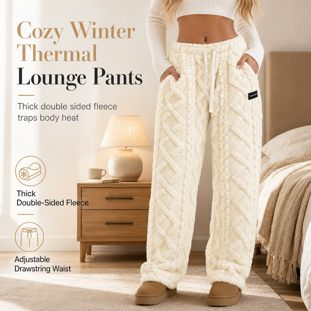 Women's Casual Warm Flannel Lined Lounge Pants