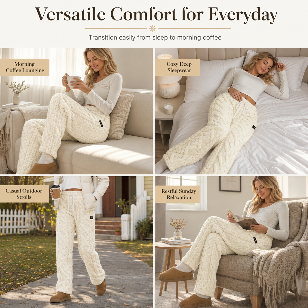 Women's Casual Warm Flannel Lined Lounge Pants