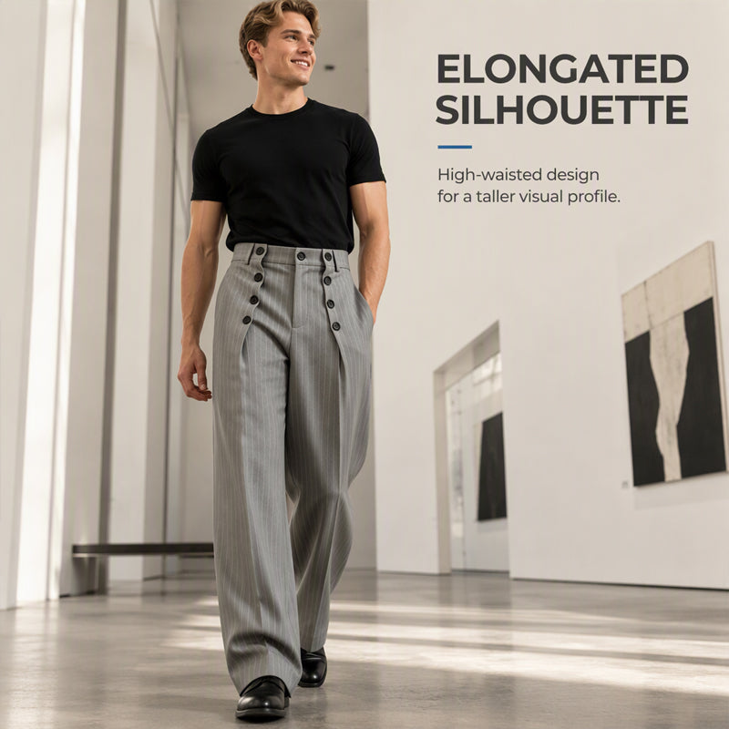 Men's Chic High-Waisted Double-Breasted Drape Pants