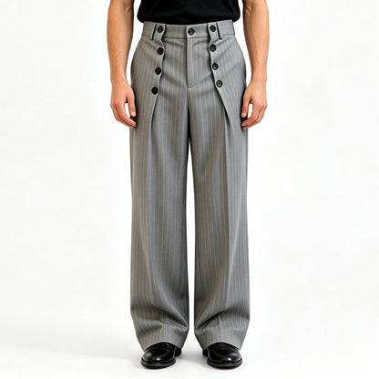Men's Chic High-Waisted Double-Breasted Drape Pants