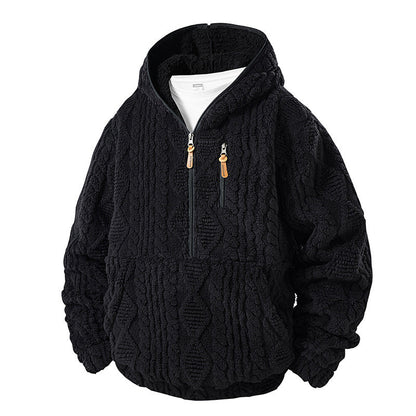 Men's Textured Sherpa Half-Zip Hooded Jacket