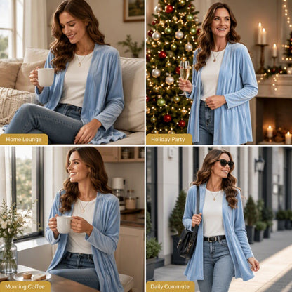 🎀 Women's Velvet Open Front Cardigan✨𝘉𝘶𝘺 𝘢𝘯𝘺 2 𝘢𝘯𝘥 𝘨𝘦𝘵 𝘢𝘯 𝘦𝘹𝘵𝘳𝘢 8% 𝘥𝘪𝘴𝘤𝘰𝘶𝘯𝘵