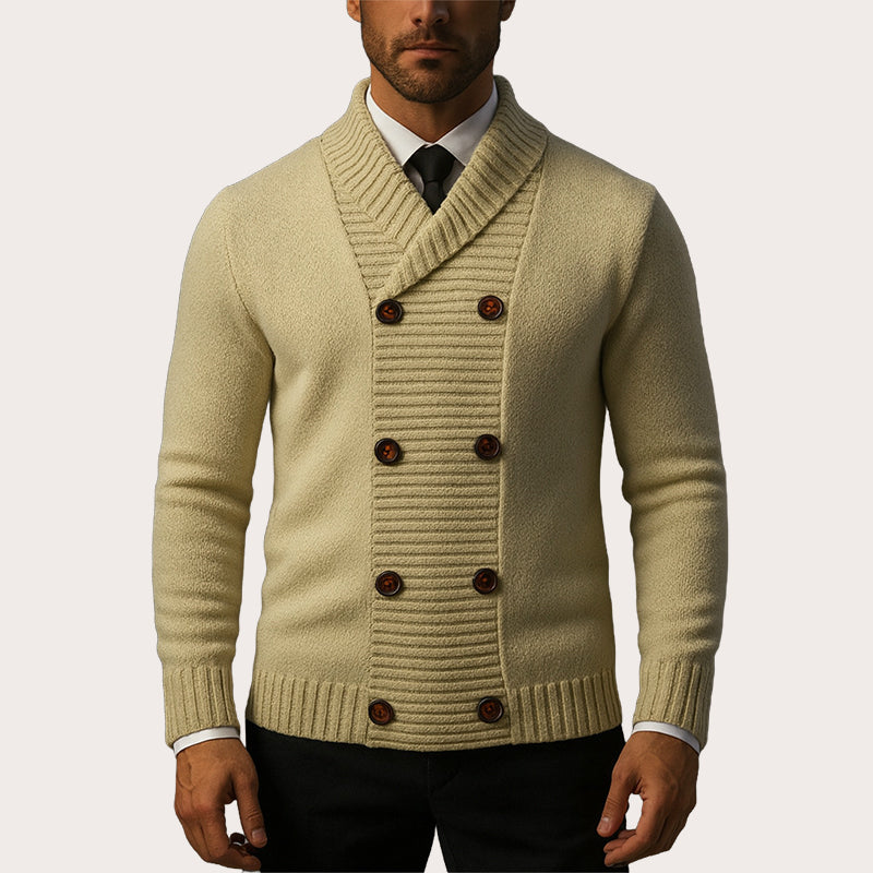 🧶 Men's Double Breasted Shawl Collar Knit Cardigan