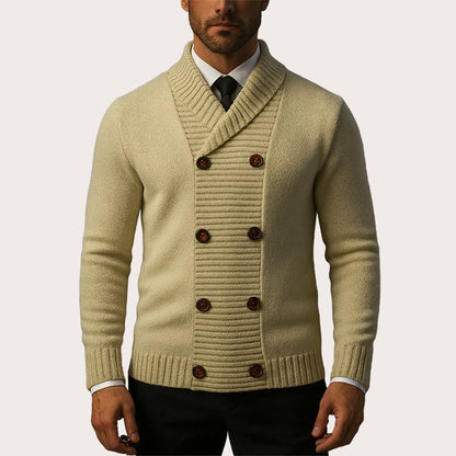 🧶 Men's Double Breasted Shawl Collar Knit Cardigan