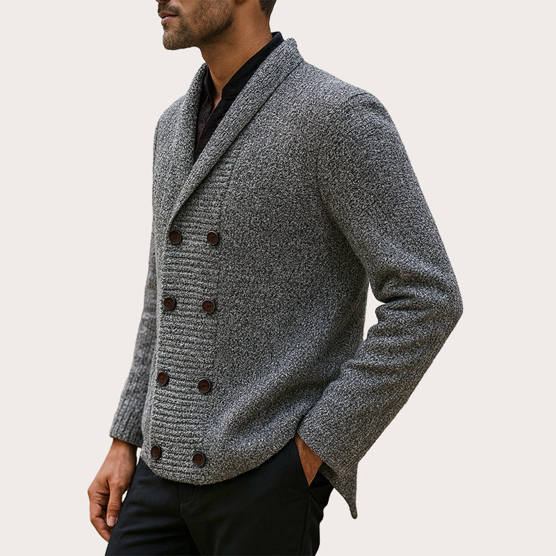 🧶 Men's Double Breasted Shawl Collar Knit Cardigan