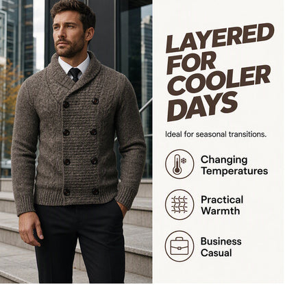 🧶 Men's Double Breasted Shawl Collar Knit Cardigan