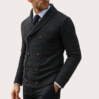 🧶 Men's Double Breasted Shawl Collar Knit Cardigan