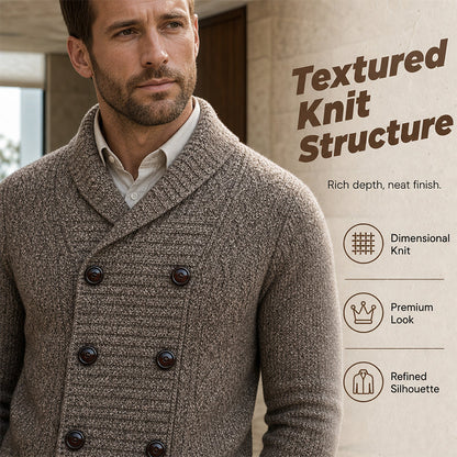 🧶 Men's Double Breasted Shawl Collar Knit Cardigan