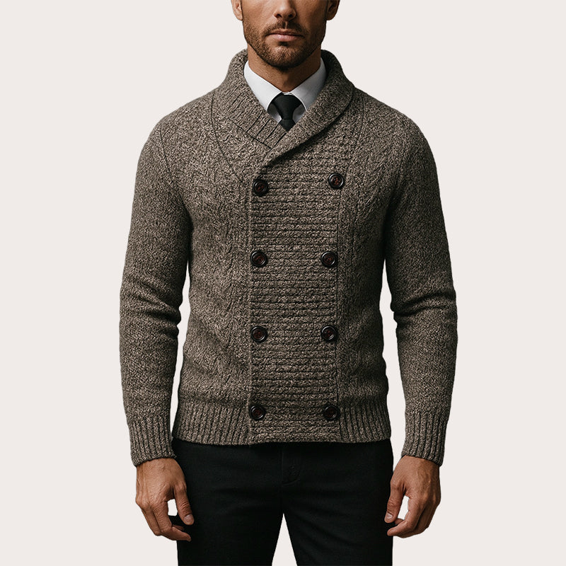 🧶 Men's Double Breasted Shawl Collar Knit Cardigan