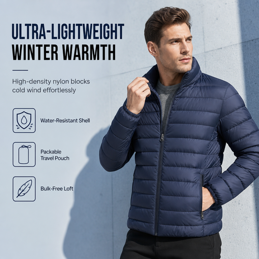 🧥Men's Lightweight Padded Stand Collar Winter Coat