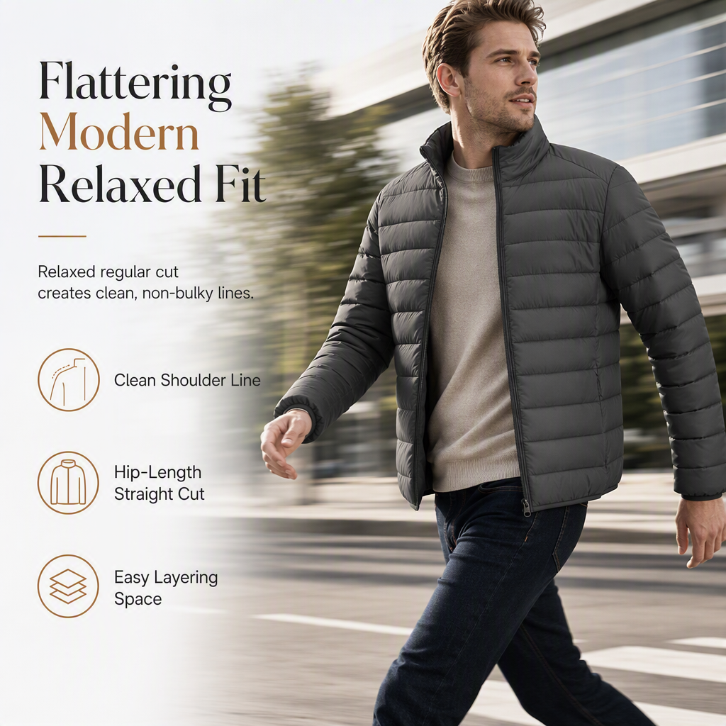 🧥Men's Lightweight Padded Stand Collar Winter Coat