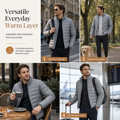 🧥Men's Lightweight Padded Stand Collar Winter Coat