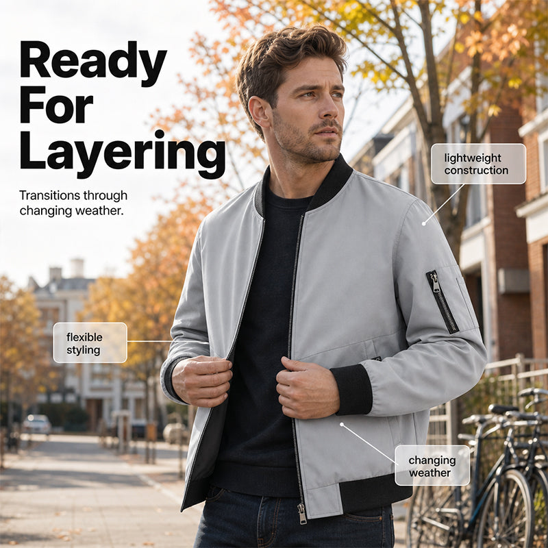 🧥 Lightweight Comfort, Classic Bomber Style | Men's Casual Jacket