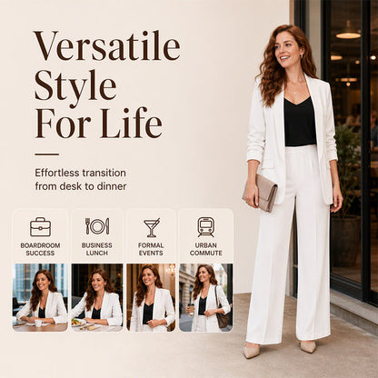 Women's Shawl Collar Blazer & Wide-Leg Pants Set