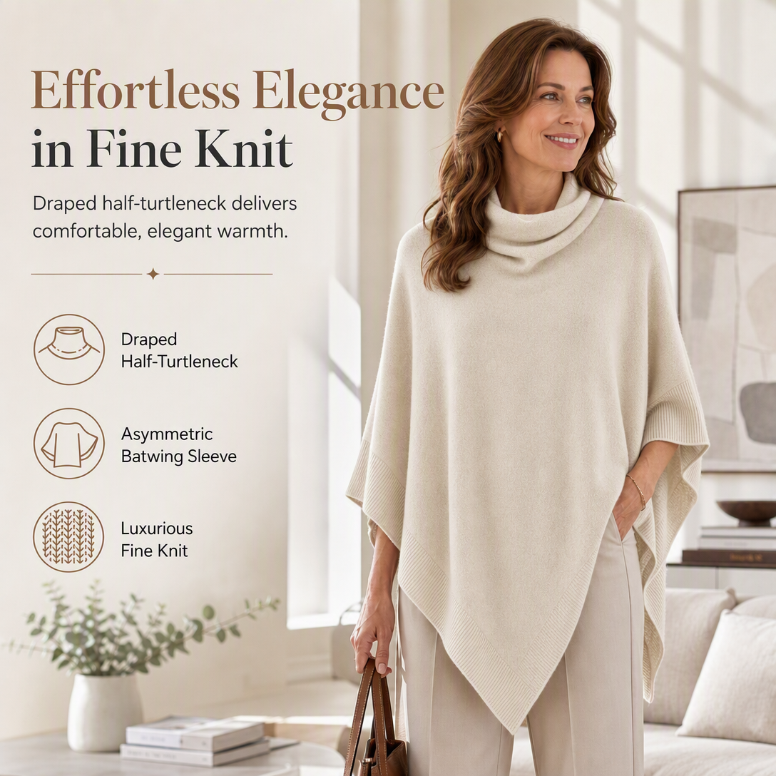 Women's Elegant Knitted Shawl Wrap Solid Color Loose Fit Versatile Cape