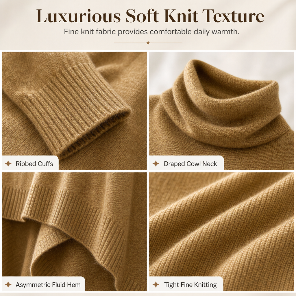 Women's Elegant Knitted Shawl Wrap Solid Color Loose Fit Versatile Cape